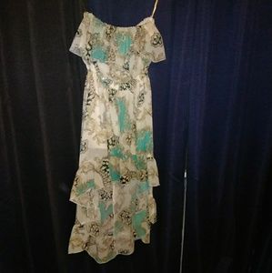 Blue and white fishtail dress